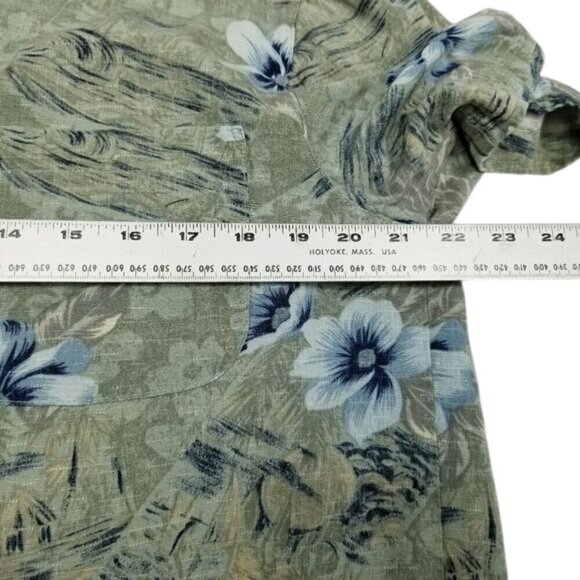 Caribbean Joe Mens Green Hibiscus Floral Short Sleeve‎ Button-Down Shirt S - Picture 7 of 7